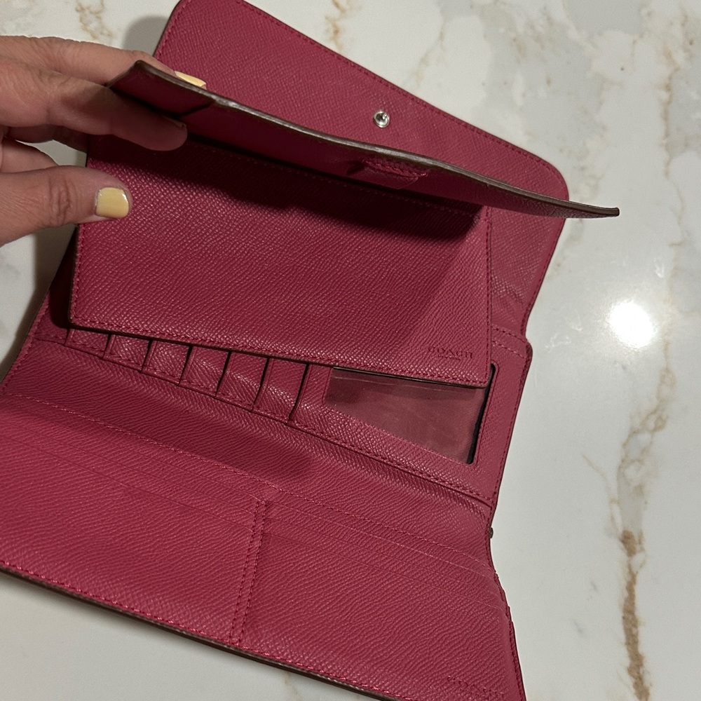 Coach Brown Signature Pattern Continental Wallet - Picture 7 of 11